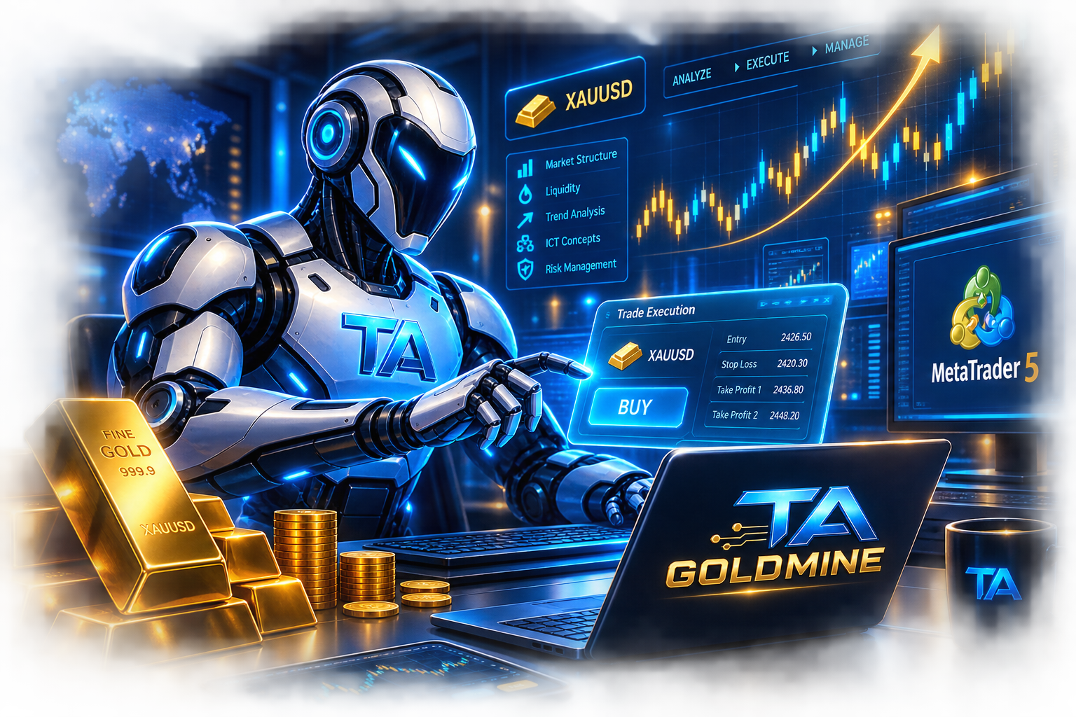 Trade Autobot GoldMine automated XAUUSD trading system illustration
